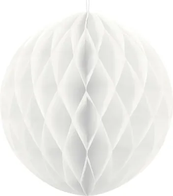 Produktbild von Wabenball Dekoration aus Papier, weiß, 30 cm Durchmesser, mit Faden zum Aufhängen