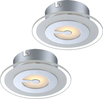 Produktbild von 2x LED Deckenleuchte, chrom, Glas, D16 cm