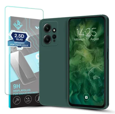 Produktbild von Hülle für Xiaomi Redmi Note 12 mit 9H Displayglas Displayschutz Case Cover Bumper Smartphone Softgrip Schutzhülle Farbe: Grün