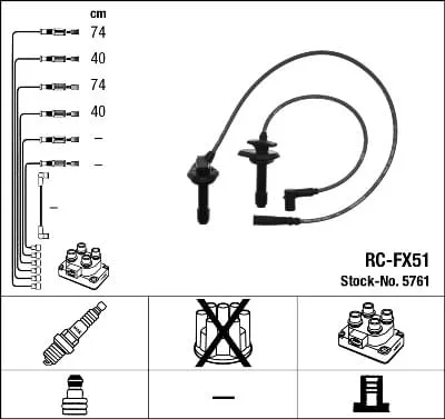 Produktbild von NGK 5761 Zündkabelsatz Zündleitungssatz für SUBARU IMPREZA Stufenheck (GD) FORESTER (SF) IMPREZA Stufenheck (GC) IMPREZA Station Wagon (GF)