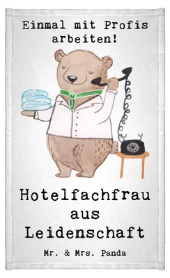 Produktbild von Mr. & Mrs. Panda Handtuch Hotelfachfrau Leidenschaft - Weiß - Geschenk, Spruch, Mini-Handtuch, Gästehandtuch Bunt, Klein, badezimmer, Saugfähig, Witzig, Lustig