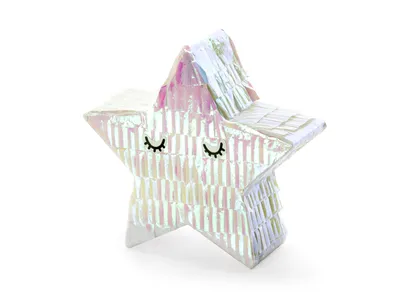 Obrázok produktu pre Mini piñata 10,5x9,5x3,5cm Hviezda na vyplnenie Biela dúhová