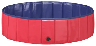 Produktbild von Faltbares Hundeschwimmbecken - VIDAXL - Welpenlaufstall - Rot und Blau 120 x 120 x 30 cm PVC