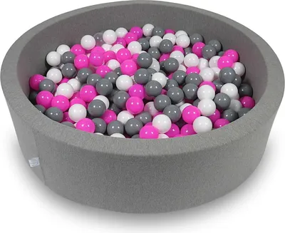 Produktbild von Bällebad 110x30cm grau – Mit 400 Bällen / weiß, grau, rosa