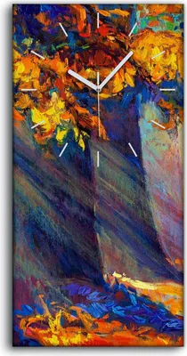 Produktbild von Wandbild Leinwand Bilder mit Uhr 30x60 Bild Landschafts Wälder Herbst Wald - weiße Hände