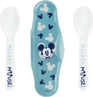Produktbild von Babylöffel Set, Disney Mickey Mouse, 2 Stück mit Transportbox, BPA-frei, Mikrowellengeeignet