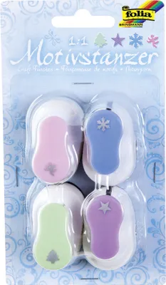 Produktbild von folia Mini-Motiv-Locher Set "Weihnachtsmotive" sortiert 4 Stück