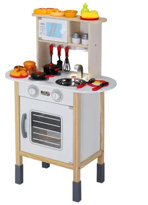 Immagine prodotto di Spielwerk Cucina Giocattolo per Bambini in Legno Completa con Set Accessori 35 Pezzi Regolabile in Altezza con Forno Microonde Lavandino Giochi Educativi