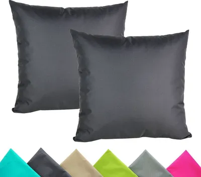 Produktbild von JACK 2er Set 40x40cm Outdoor Kissenhülle Kissenbezug Wasserfest Sitzkissen Lounge Kissen Garten Stuhl Lotus Effekt, Farbe:Anthrazit