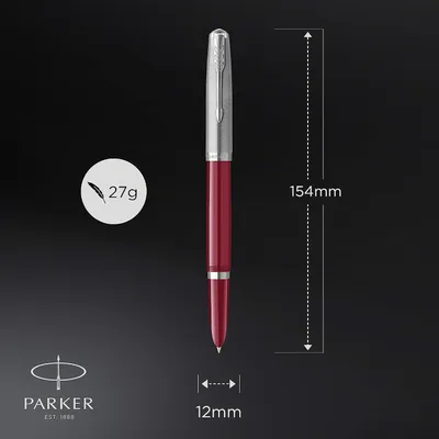 Productafbeelding van Parker 51 Vulpen - Bordeaux vat met chromen rand - Fijne penpunt met zwarte inktcartridge - Geschenkdoos