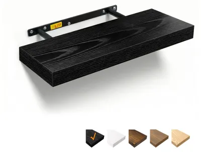 Produktbild von Schwarzes Wandregal, 40 x 23,5 x 3,8 cm, Holzregal mit unsichtbaren Halterungen, schwebendes Regal für Schlafzimmer, Wohnzimmer, Badezimmer, Küche, Waschküche, Büro