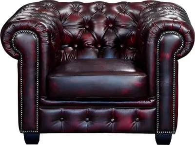 Produktbild von Chesterfield Ledersessel - Büffelleder - Rotbraun - BRENTON