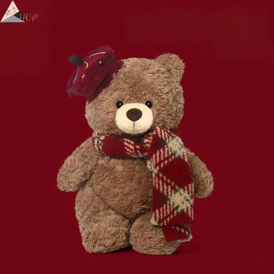Produktbild von Weihnachtsbär Plüsch Kuscheltier Kissen Weihnachten Geschenk Kinder Teddy Dekokissen festlich weich