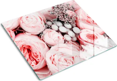 Obrázok produktu pre Sklenená ochranná doska – Kryt varnej dosky – Kryt na indukčnú dosku – 60x52 cm – Rýchle čistenie – Tvrdené sklo – Kytica kvetov