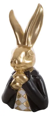 Zdjęcie produktu dla Figurka wielkanocna zając 21x17x41 cm złota z czarnymi detalami