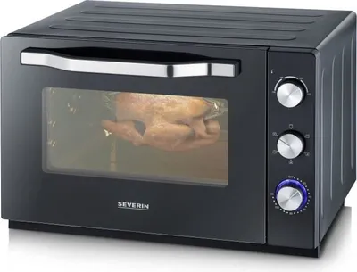 Obrázek produktu pro Horkovzdušná trouba SEVERIN, 60 l, 2200 W, otočný rožeň, kámen na pizzu, černá/nerezová