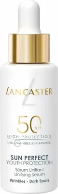 Obrázek produktu pro Lancaster Sun Perfect Unifying Serum SPF 50, Sluneční sérum, Obličej, Lahvička s kapátkem, Proti stárnutí, Proti tmavým skvrnám, Proti vráskám, Hydratační, Ochana, Oprava, Univerzální pleť, 30 ml