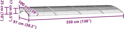 Produktbild von vidaXL Türvordach Schwarz 350x100 cm Polycarbonat