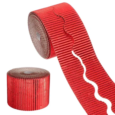 Productafbeelding van Borduurplaat van Golfkarton met Decoratieve Golfrand - Rood