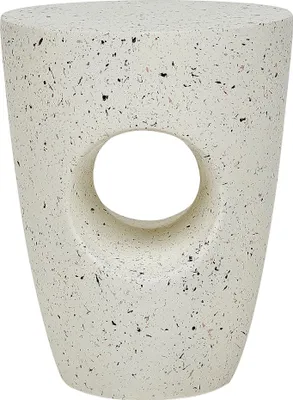Produktbild von BELIANI Beistelltisch Cremeweiß Leichtbeton und Glasfaser Rund ⌀ 37 cm Terrazzo Optik Modernes Design Outdoor Couchtisch Wohnzimmer Ausstattung Möbel