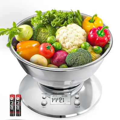 Immagine prodotto di Bilancia digitale da cucina – Bilancia di precisione – Ideale per cucinare e pesare ingredienti – Con ciotola in acciaio inossidabile – Capacità: 5 kg – Argento