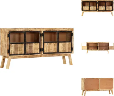 Obrázek produktu pro vidaXL Příborník hnědý a černý 160×30×80 cm Hrubé mangové masivní dřevo - Příborníky