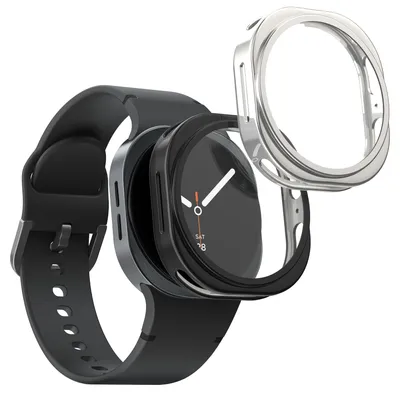 Produktbild von kwmobile 2x Silikon Hülle für Samsung Galaxy Watch 8 (40mm) Schutzhülle - Fullbody Display Cover Set aus Silikon - Schwarz Silber