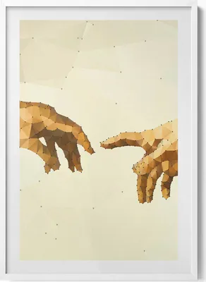 Produktbild von Erschaffung von Adam– Wandbild mit Rahmen – Gerahmtes Bild  – Wanddekoration – 70x100 cm –  Weiß Rahmen