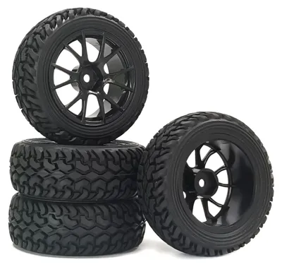 Zdjęcie produktu dla 4 sztuki opon gumowych o średnicy 75 mm oraz felgi plastikowe do samochodów RC