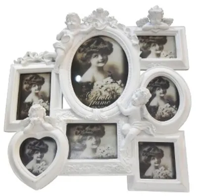 Image de Casa Padrino Baroque 7 cadres photo Blanc 30 x 5 x H. 31 cm - Accessoires déco de style baroque