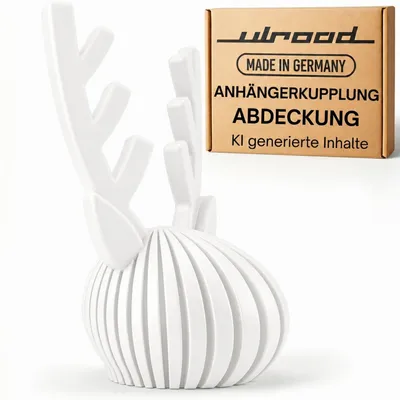 Produktbild von Abdeckung Anhängerkupplung Hirsch Schutzkappe  Germany Geweih Deko Auto Wohnmobil RV Weiss