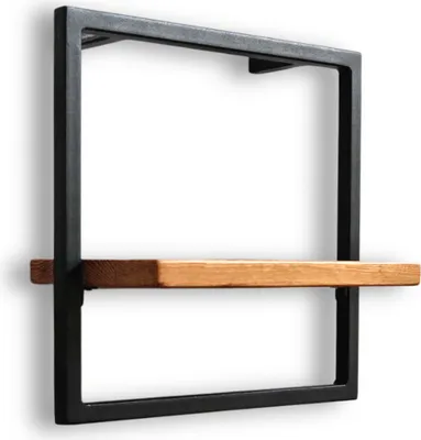 Produktbild von holz4home® Wandregal Small in schwarz gerahmt | 30x30x15cm | Ohne Baumkante, Natur geölt | Inkl. Befestigungen aus Stahl für Schweberegal