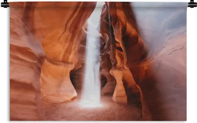 Produktbild von MuchoWow® Wandteppich Wandbehang Sonnenstrahl auf dem Sand des Antelope Canyon 90x60 cm Tapisserie Dekoration Wandtuch - Wandskulpturen - Bildteppich