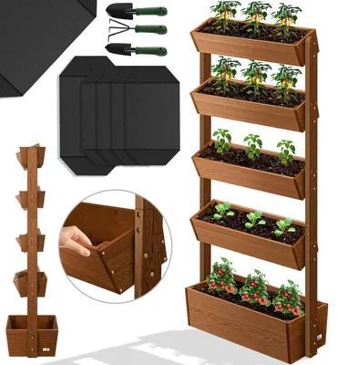 Produktbild von KESSER® Hochbeet mit Etagen Premium Blumenkasten Blumentreppe Pflanztreppe - Gemüsebeet Kräuterbeet Pflanzkübel Frühbeet Blumenbeet Pflanzkasten inkl. Gartenvlies- Beet für Terrasse Balkon & Garten