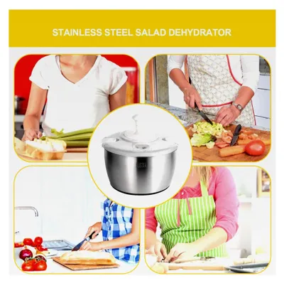 Produktbild von Große Salatschleuder, Gemüseschleuder, Salattrockner für Obst, mit drehbarem Griff, Edelstahl, Küchenhelfer