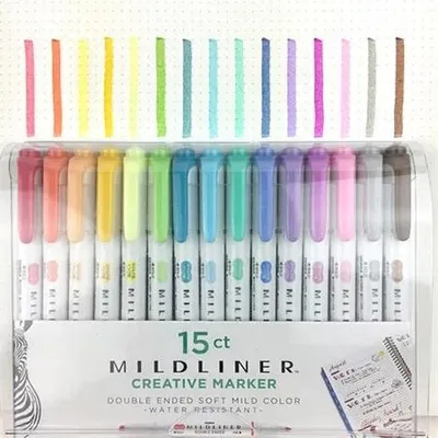 Produktbild von Textmarker-Set "Mildliner Highlighter", 15 Farben, 1,4 - 4 mm, doppelseitig, ZEBRA 8115