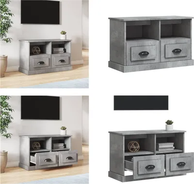 Produktbild von vidaXL TV Schrank Betongrau 80x35x50 cm Holzwerkstoff - TV-Schrank - TV-Schränke - TV-Möbel - TV-Ständer