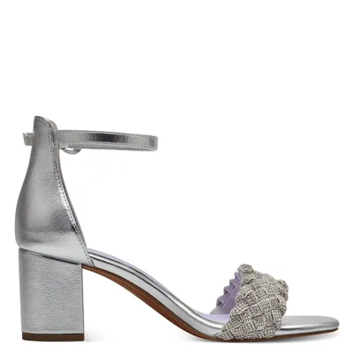 Produktbild von MARCO TOZZI Damen Sandalette geschlossene Ferse Glitzer Fesselriemen 2-28399-42, Größe:39 EU, Farbe:Silber