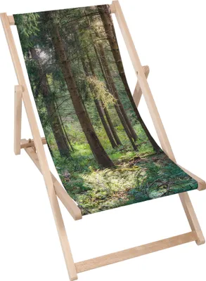 Produktbild von Dreamroots Liegestuhl klappbar Holz bis zu 130 kg, Sonnenliege klappbar mit 3-stufiger Neigungsregulierung der Rückenlehne, Forest in the Morning