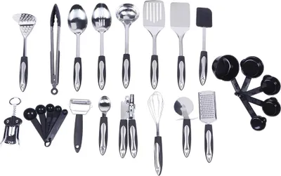 Produktbild von Küchenhelfer-Set mit Schaber, Dosenöffner, Pfannenwender und Löffel