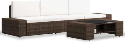 Obrázok produktu pre vidaXL 4-dielna záhradná súprava Poly Rattan Brown