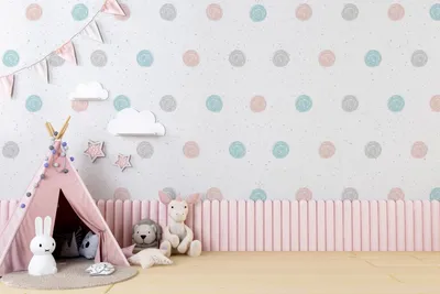 Zdjęcie produktu dla DECO WALLS Tapeta do pokoju dziecięcego w pastelowe kropki - Wyjątkowa trwałość XXL 148x220 cm