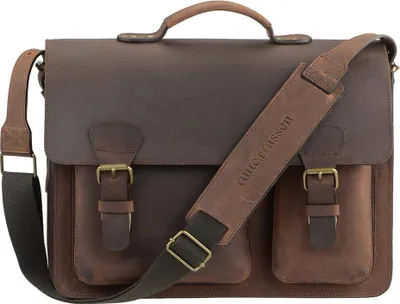 Produktbild von Ruitertassen Lehrertasche Leder Schultasche Aktentasche 2 Fächer ranger braun Tasche für Schule Uni Beruf Damen und Herren 40x30cm