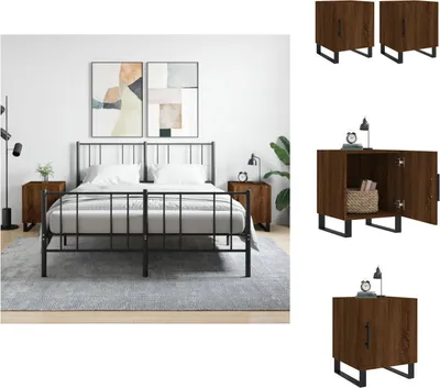 Produktbild von vidaXL Nachttische 2 Stk. Braun Eichen-Optik 40x40x50 cm Holzwerkstoff -  Nachttische
