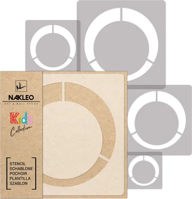 Produktbild von Schablonen Malen für Kinder, 5 Stück Set 9x9 cm bis 34x34 cm Retro Ring Kreis Punkt, Wiederverwendbare Kunststoff für Kinderzimmer Malvorlage Raumdekoration