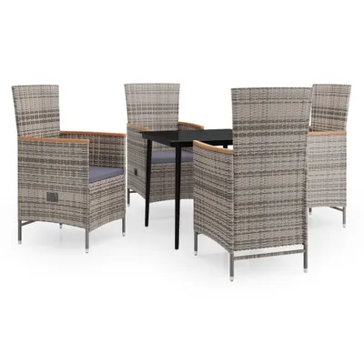 Image de vidaXL Salon de jardin 5 pièces avec coussins Gris