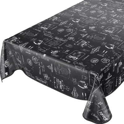 Produktbild von Tischdecke Wachstuch Essen Schwarz Robust Wasserabweisend Breite 140 cm Länge 220 cm