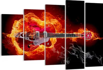 Produktbild von Bild auf Leinwand - Leinwandbild - Instrument Flammen Saiten - 150x100cm - Wand Bild - Wanddeko - Leinwanddruck - Bilder - Kunstdruck - Wanddekoration - Leinwand bilder - Wandkunst - EG150x100-0201