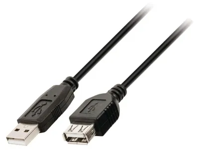 Produktbild von InLine USB 2.0 Verlängerung, Stecker / Buchse, Typ A, schwarz, 1m, 1 m, Stecker/Buchse, 0,48 Gbit/s, Schwarz