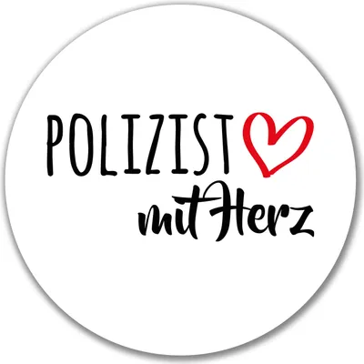 Produktbild von Huuraa Aufkleber Polizist mit Herz 10cm rund Sticker Geschenkidee
